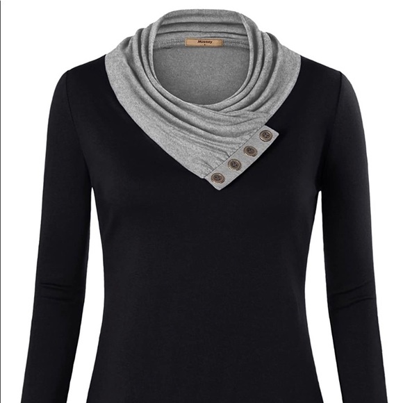 Tops - Cowl Neck Long Sleeve Pullover Tunic Sweatshirt